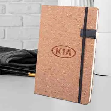 Hard Bound Cork A5 Notebook With Pendrive Slot, Ribbon and fastener